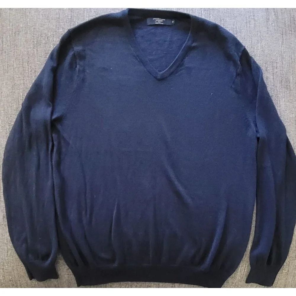J.‎ Crew Men's Cotton Cashmere Navy Blue V-Neck Sweater Size Medium